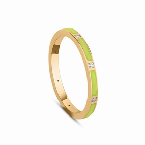 Stackable Light Green Enamel Diamond Band