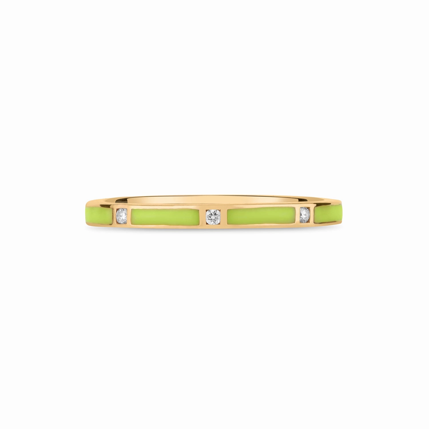 Stackable Light Green Enamel Diamond Band