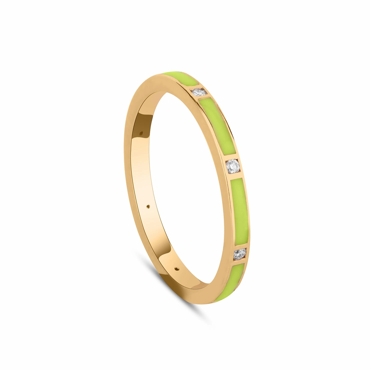Stackable Light Green Enamel Diamond Band