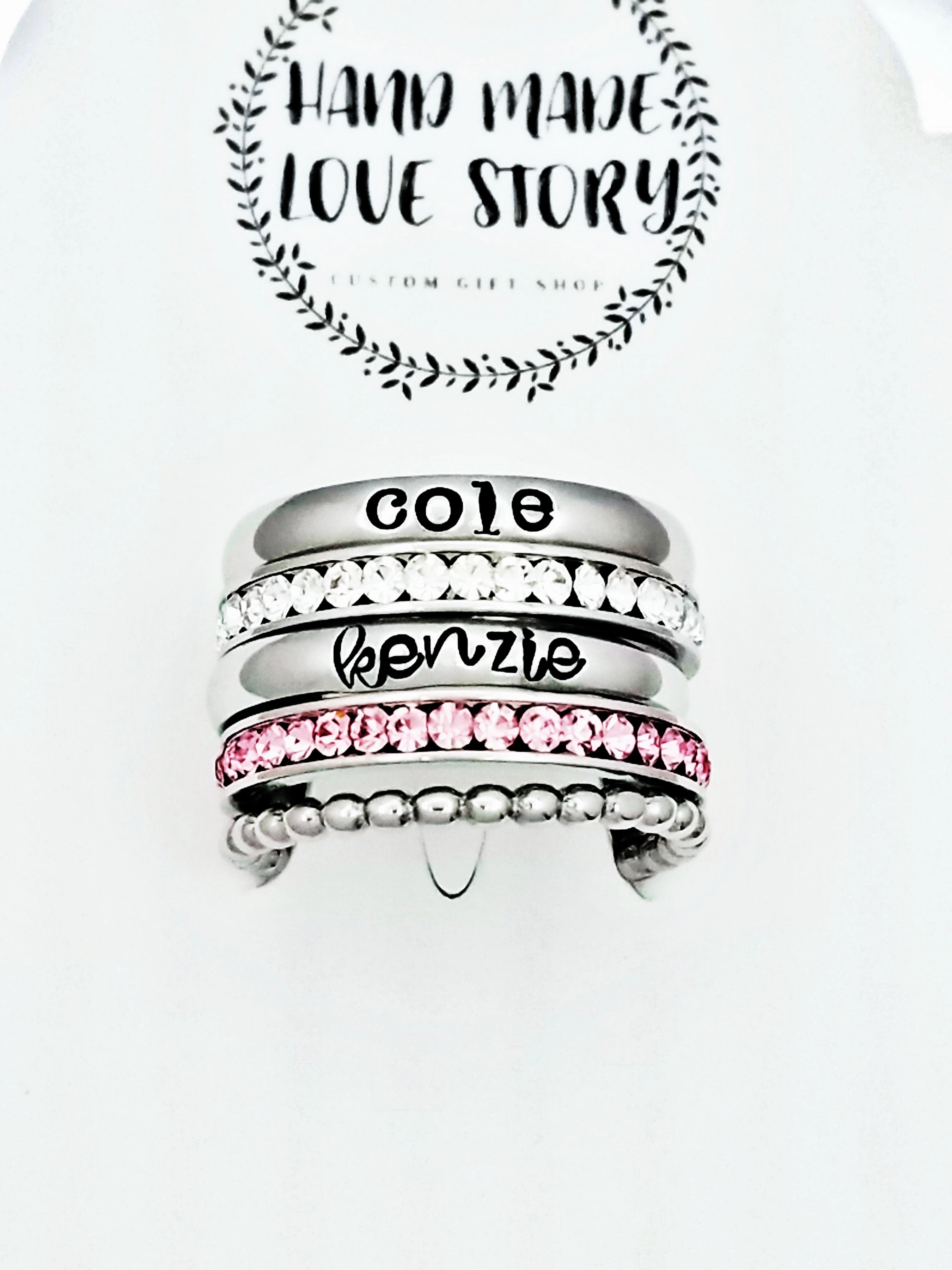 Stacking Name Rings, Custom Hand Stamped Rings, Personalized Gift, Eternity rings, Stainless Steel (Copy)