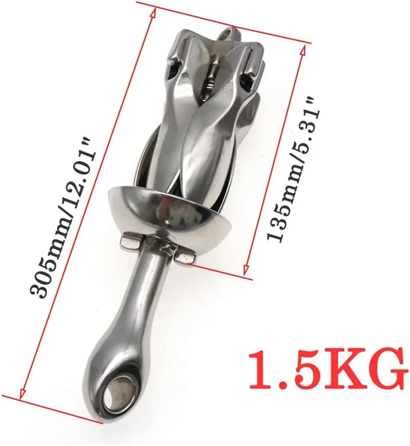 Stainless Steel Durable 1.5 KG/0.7KG Docking Hardware Boat Folding Grapnel Anchor for Boat Marine Yacht Deck Hardware Accessories
