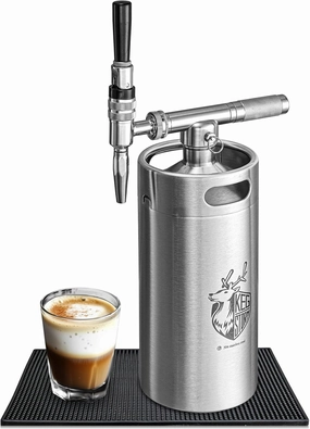 Stainless Steel 128 oz （3.8L）Nitro Cold Brew Coffee Maker - Portable Mini Keg System - with Stout Creamer Faucet Large Home Keg - Collapsible Funnel & Drip Mat