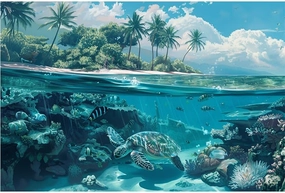 Standard Jigsaw Puzzle Sea Turtles and Fish 1000 Piece Perfect Family Bonding Game for All Ages