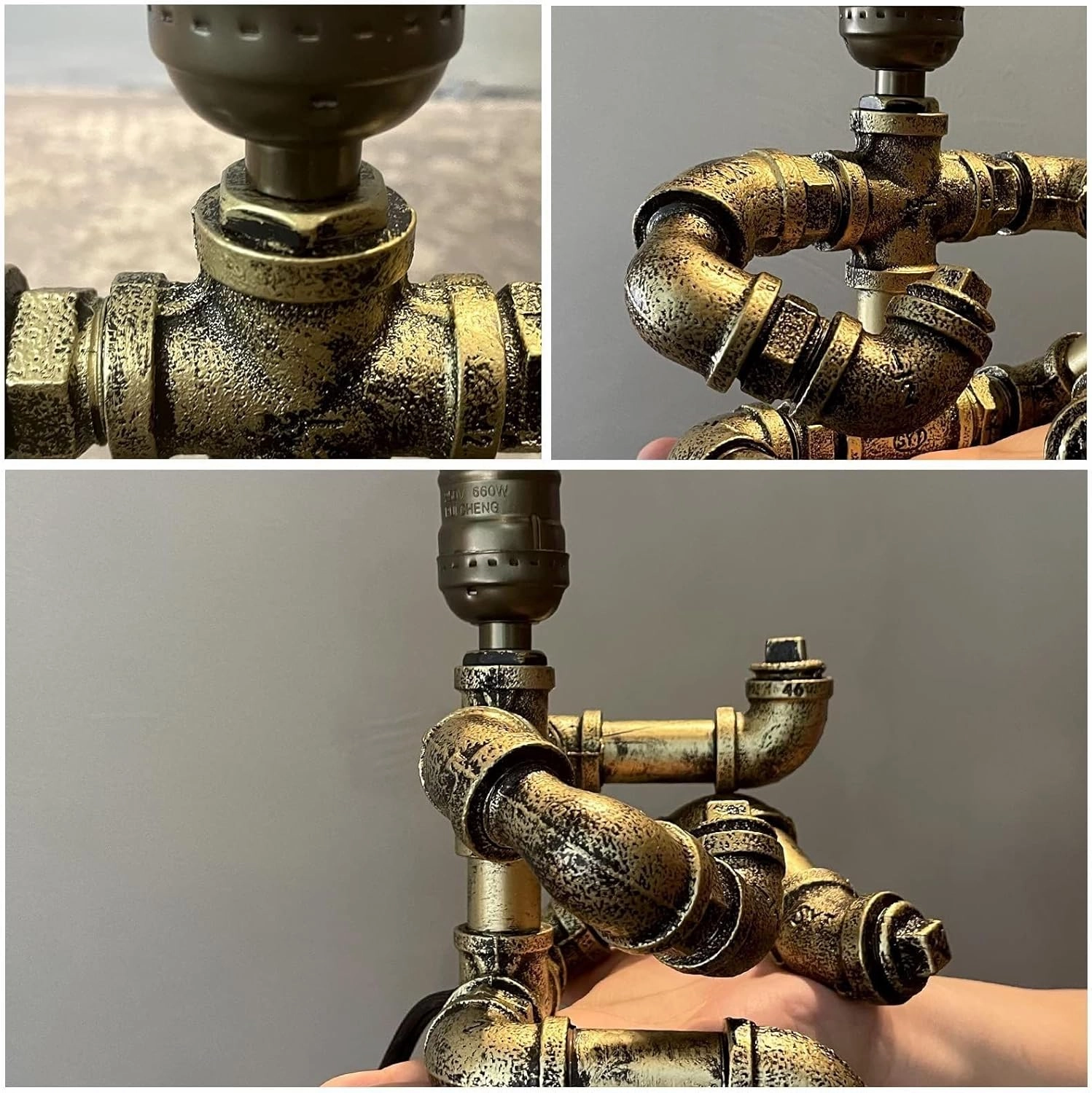 Steampunk Guitar Table Lamp, Retro Industrial Metal Robot Lamp Gifts for Music Lovers (Bronze with Guitar   Lights)