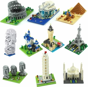 STEM 10 in 1 Mini City Architecture Building Blocks Set Eiffel Tower/Big Ben/Sphinx/Leaning Tower of Pisa World Famous Construction Educational Gift 4500pcs for 14 