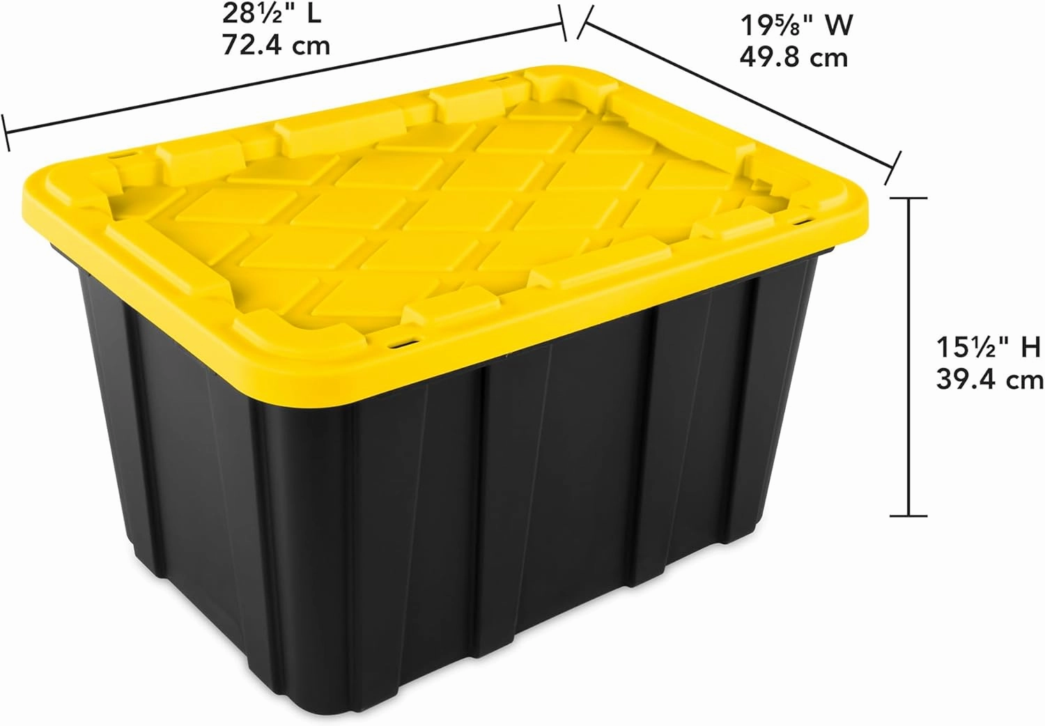 Sterilite 6-Pack Stackable Storage Bins, Heavy Duty Totes w/ Lids, 27 Gallon, Black/Yellow