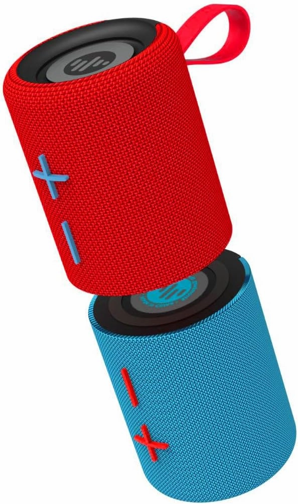 Stromberg - Twin 2-in-1 Mini Portable Bluetooth Speaker, 10W Power, 10-Hour Playtime, Sky Blue and Red