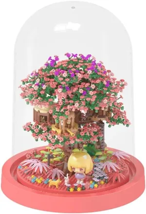 Summer Bonsai Tree Building Set，Flowers Set for Kids & Adults，Complete with String Lights,Dust Cover, Mini Micro Bricks，Birthday Gift for Boys & Girls 8 （1415pcs）