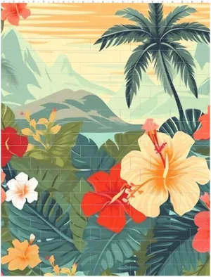 Summer Hawaiian Building Block Puzzle Personalized Building Bricks for Adults Square Shaped DIY Brick Block Puzzles Valentine's Day Gifts for Home Decor Brick Puzzle