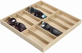 Sunglasses Tray, 12 Compartments Glasses Storage Organizer, Glasses and Watch Holder Stackable Jewellery Tray, Internal Dividers, Presentation Container, Cases Yellow