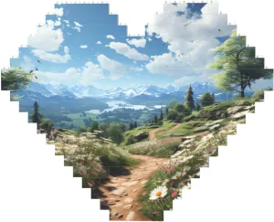 Sunny Spring Day Building Block Puzzle Heart Shaped Personalized Photo Building Blocks Puzzles Romantic Home Decor Anniversary Birthday Gifts for Her, Him, Lovers, Couples