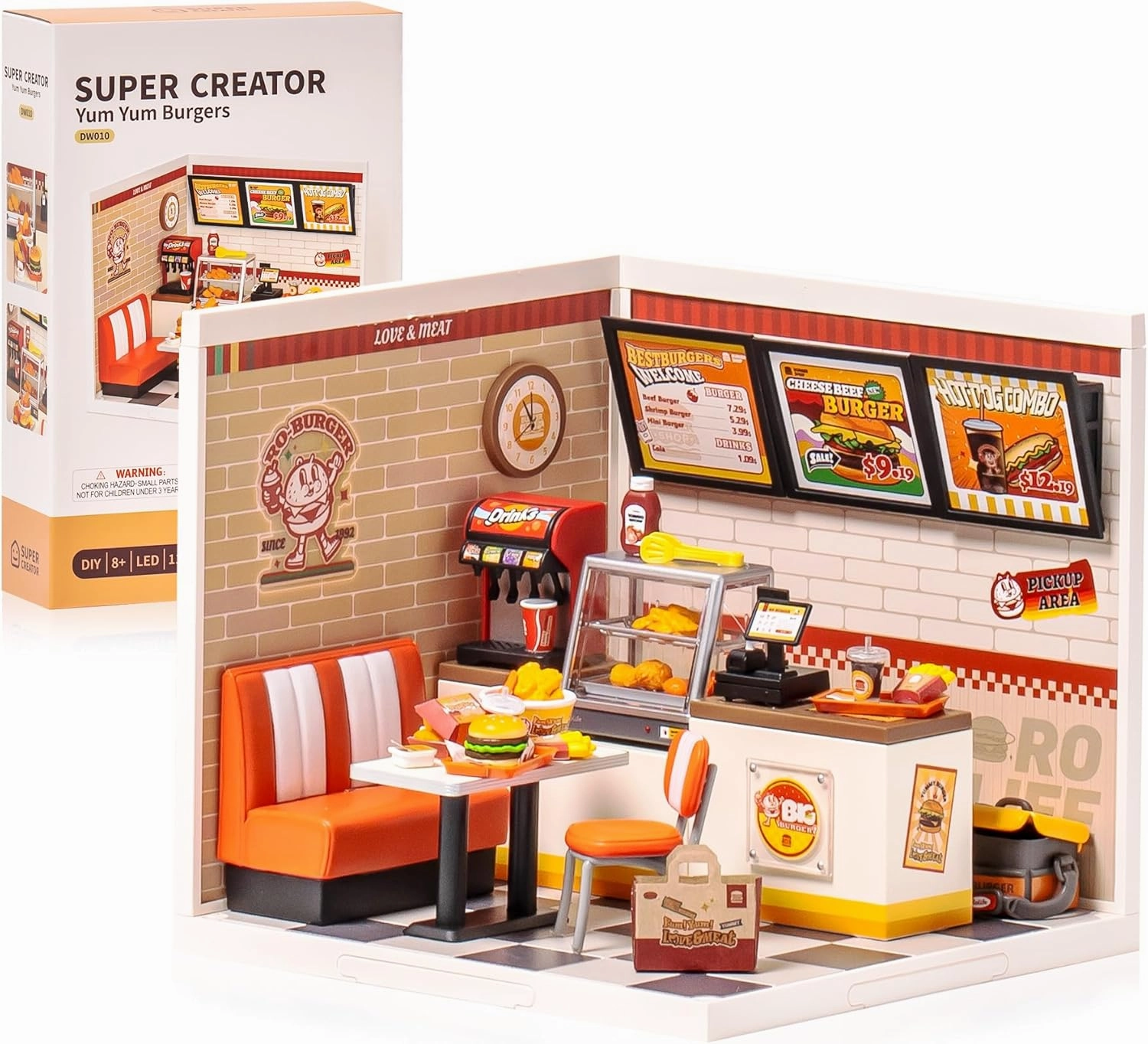 Super Creator-Mini Blocks Model Building Set for Adults, Miniature Plastic House Kit Super Store-Building Blocks Toys for Teens 8-12, DIY Crafts/Hobbies for Teens&Adults (Yum Yum Burgers)