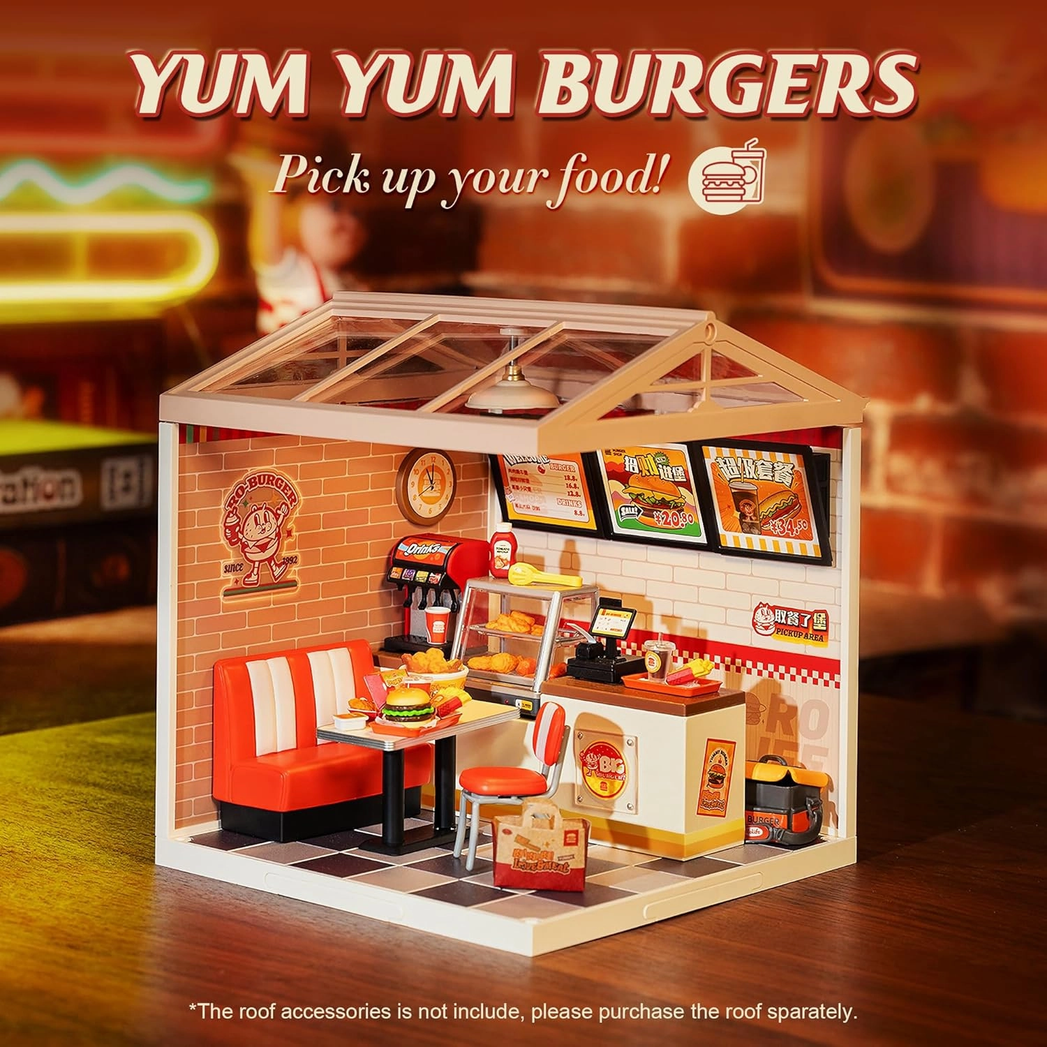 Super Creator-Mini Blocks Model Building Set for Adults, Miniature Plastic House Kit Super Store-Building Blocks Toys for Teens 8-12, DIY Crafts/Hobbies for Teens&Adults (Yum Yum Burgers)