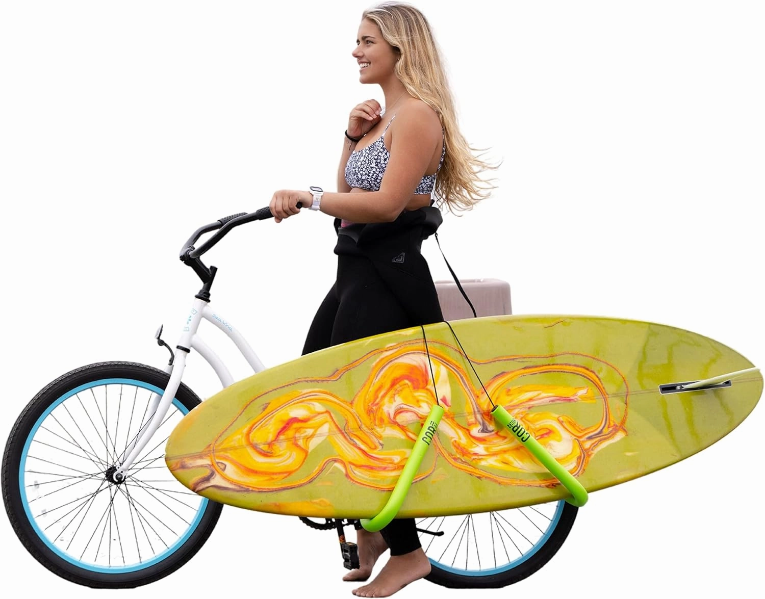 Surfboard Bike Rack | Adjustable Surfboard Bicycle Carrier Surfing Holder | Easily Attaches to Bike Seat by COR Surf