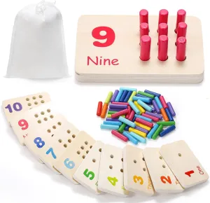 Suwimut Wooden Counting Peg Board, Math Manipulatives Number Counting Toys for Kindergarten Toddlers Learning Activities, Montessori Educational Toys for 3 4 5 Year Old Kids Boys Girls Gifts