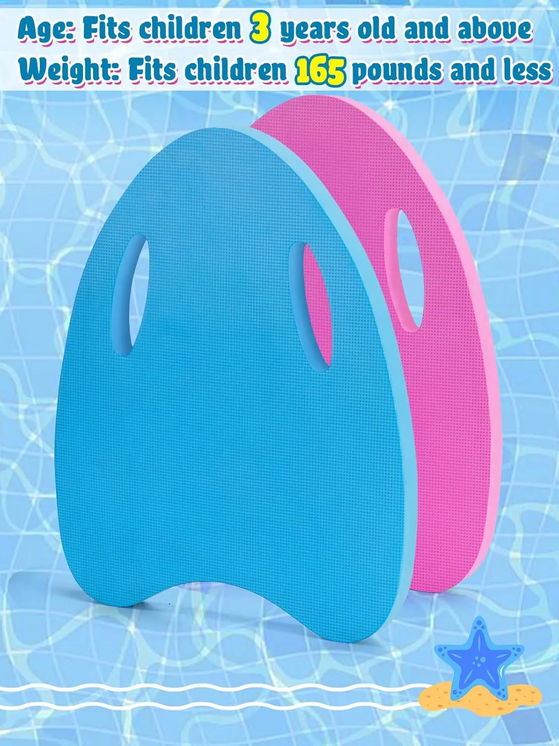 Swimming Kickboard for Kids - Swimming Training Aid Kickboard with Handrail Hole, Practising Swimming Kickboard for Beginners, Safety Swim Board Auxiliary for Children Summer Pool Party