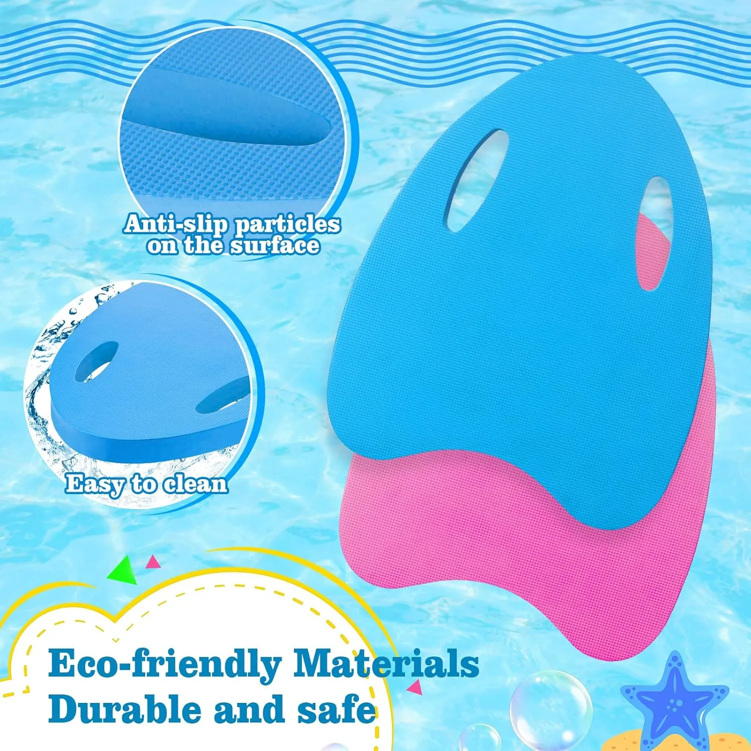 Swimming Kickboard for Kids - Swimming Training Aid Kickboard with Handrail Hole, Practising Swimming Kickboard for Beginners, Safety Swim Board Auxiliary for Children Summer Pool Party