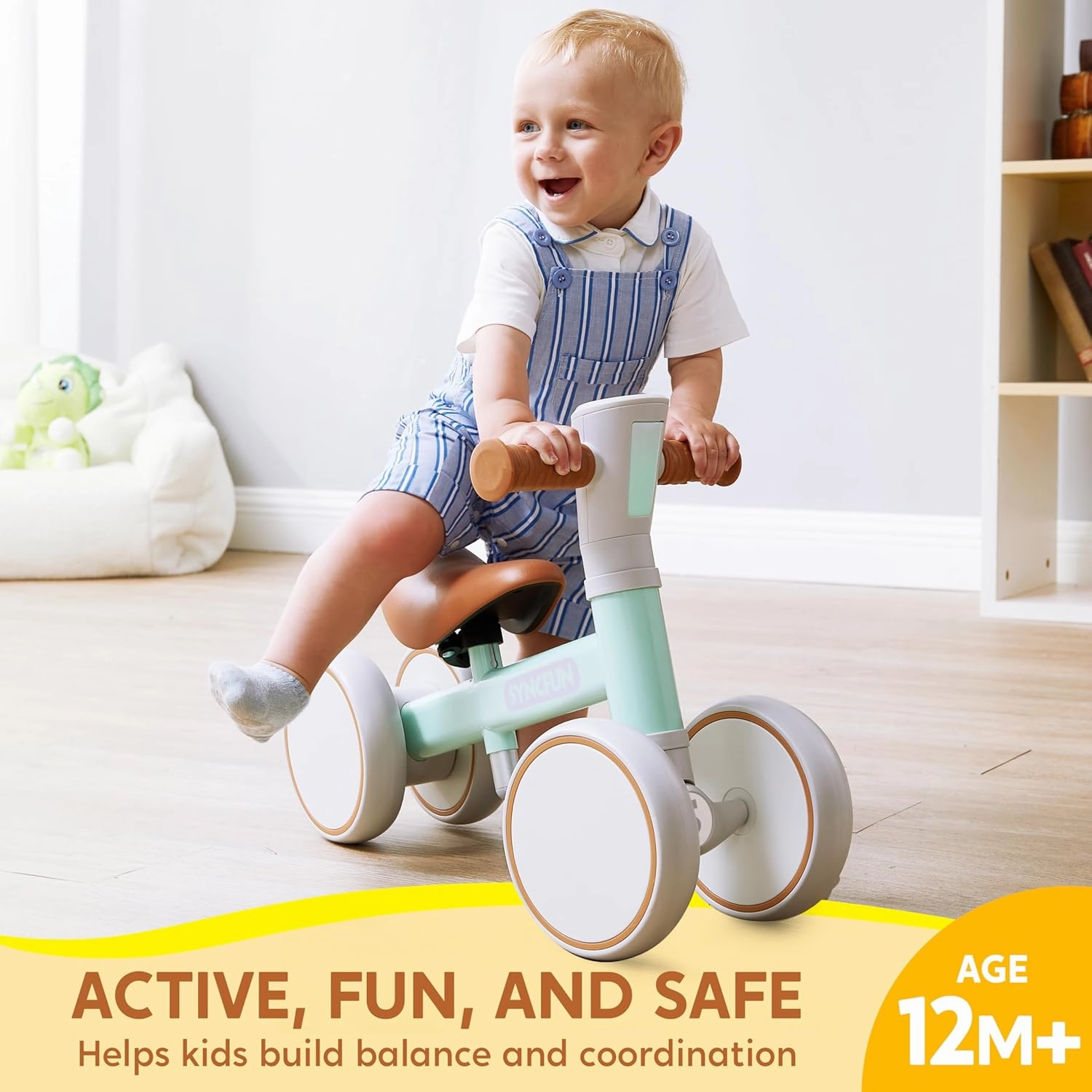 SYNCFUN Baby Balance Bike with Music and Light for 1-2 Year Old Toddlers, 1st Birthday Gift, One Year Old Birthday Gift for Boys Girls, Outdoor Baby Toys (Blue)
