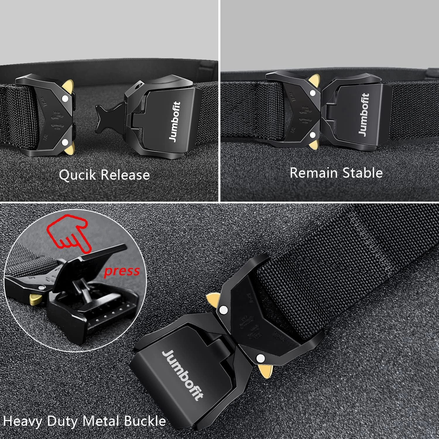 Tactical Belt for Men and Women, Military Work Belt Nylon with Quick-Release Buckle, Gift with Molle Pouch & Clip