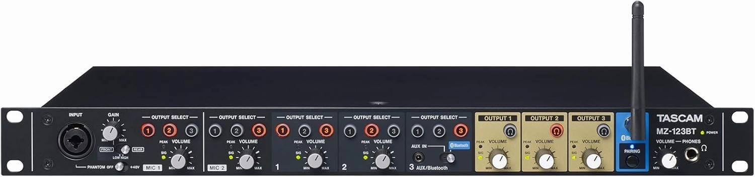 Tascam Commercial-Grade Multi-Zone Audio Mixer, Bluetooth, Mic and Line Inputs (MZ-123BT)