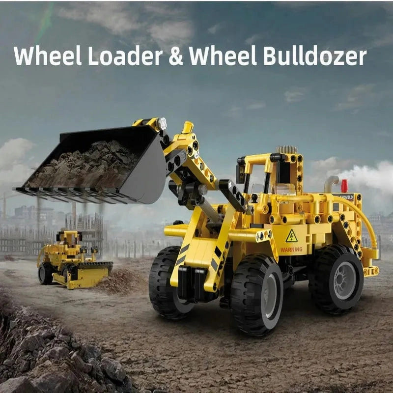 Tech MOC City Wheel Loader Bulldozer Bricks Toys C65004