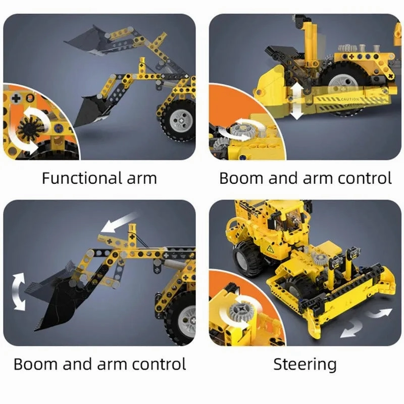 Tech MOC City Wheel Loader Bulldozer Bricks Toys C65004