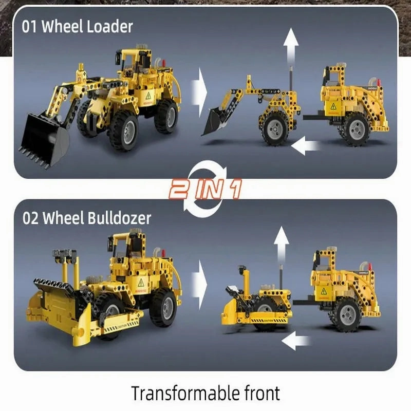 Tech MOC City Wheel Loader Bulldozer Bricks Toys C65004