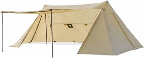 Tent Large Canopy Multi-Person Tent Camping Tent One Bedroom One Living Room for 3-4 People Oxford Hiking Trekking Tent Outdoor Family Tent (Color : Black) (Beige)