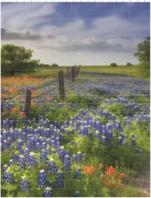 Texas Bluebonnets Scenery Building Block Puzzle Personalized Building Bricks for Adults Square Shaped DIY Brick Block Puzzles Valentine's Day Gifts for Home Decor Brick Puzzle