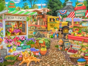 The Farmers Market Jigsaw Puzzle 550 Piece by Vermont Christmas Company