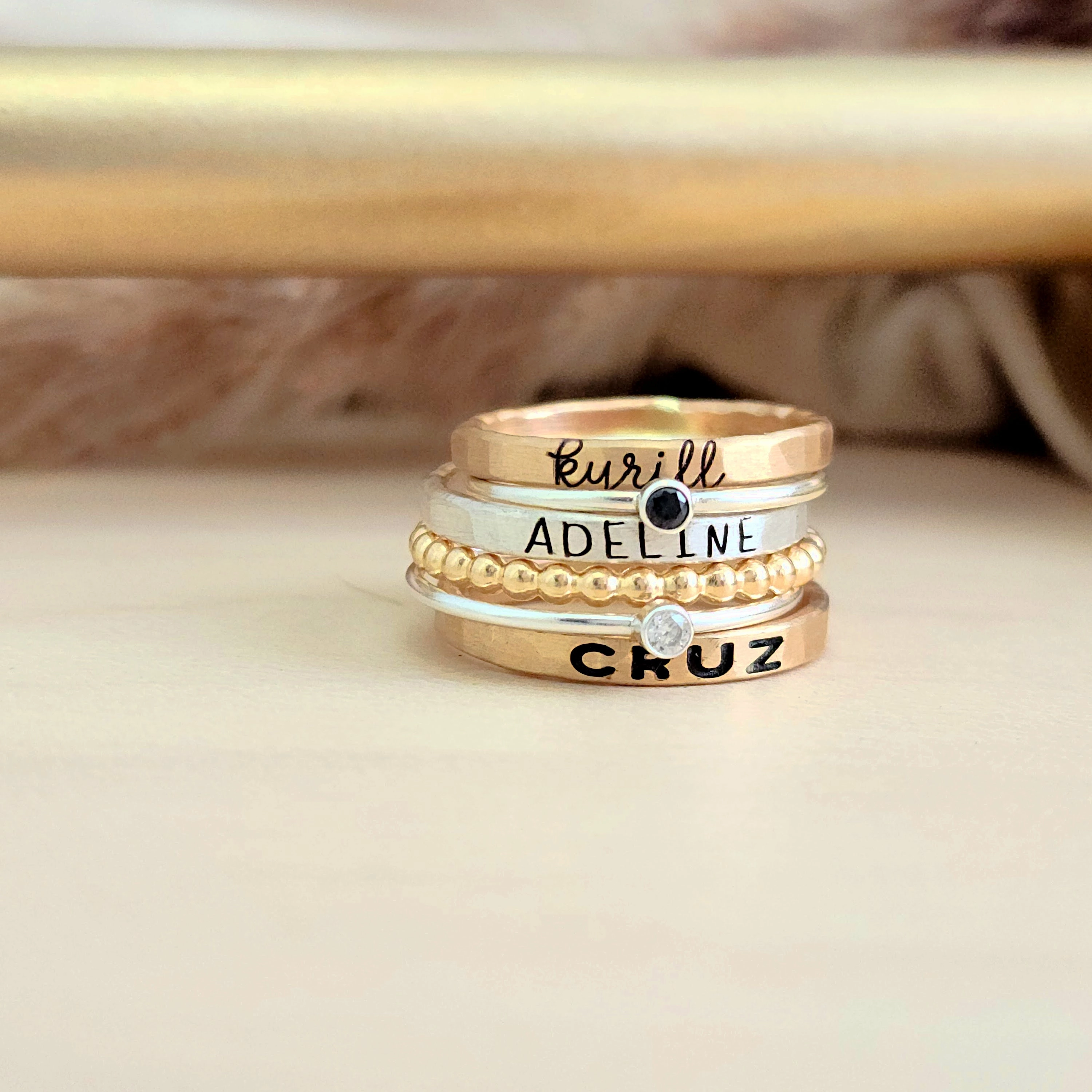 The Maya Stacked Name Ring Set