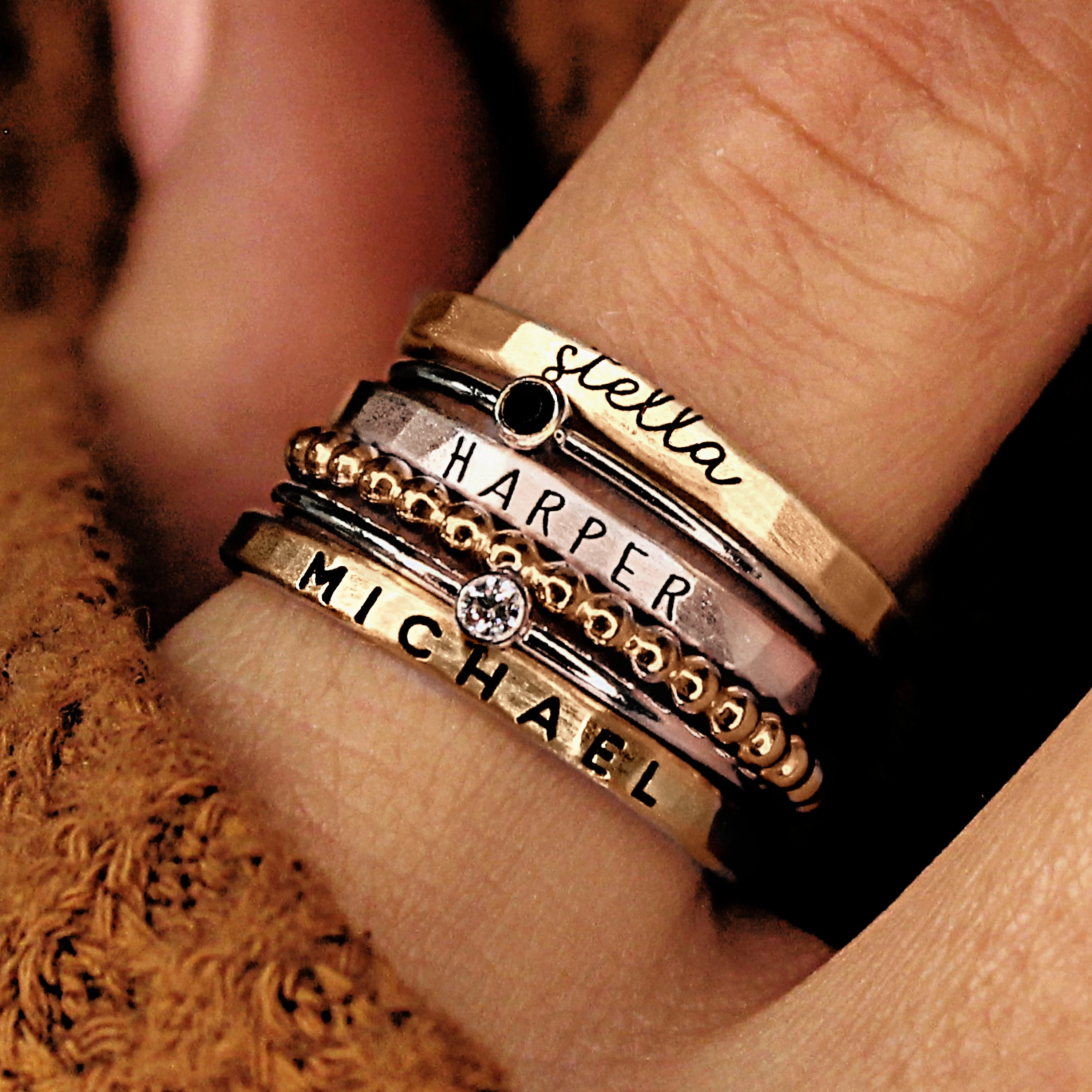 The Maya Stacked Name Ring Set