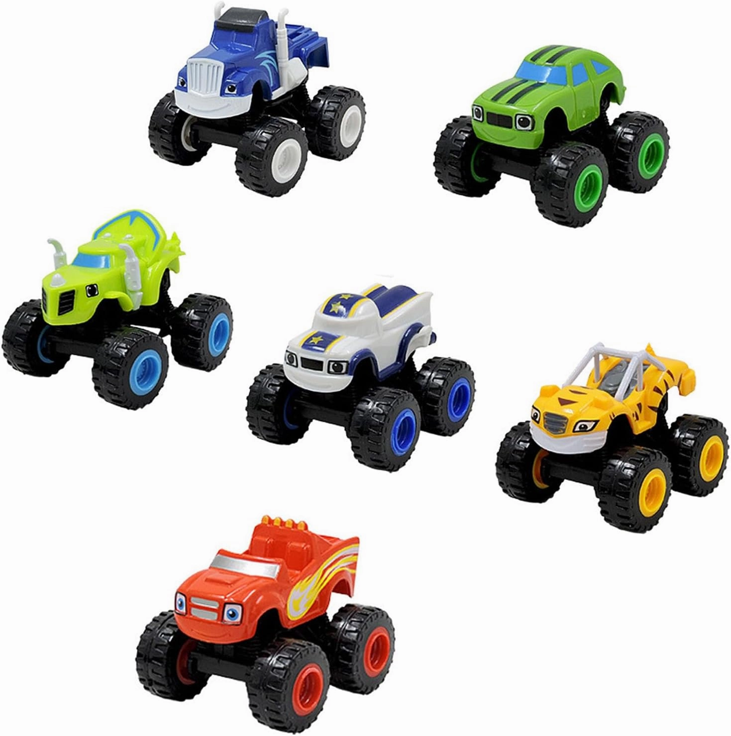 The Monster Machines Truck Toys, Monster Cars Figure Set Racers Car Push Vehicles for Play Birthday Gift Kids Boy Ages 3  Years 6 Pack ﻿