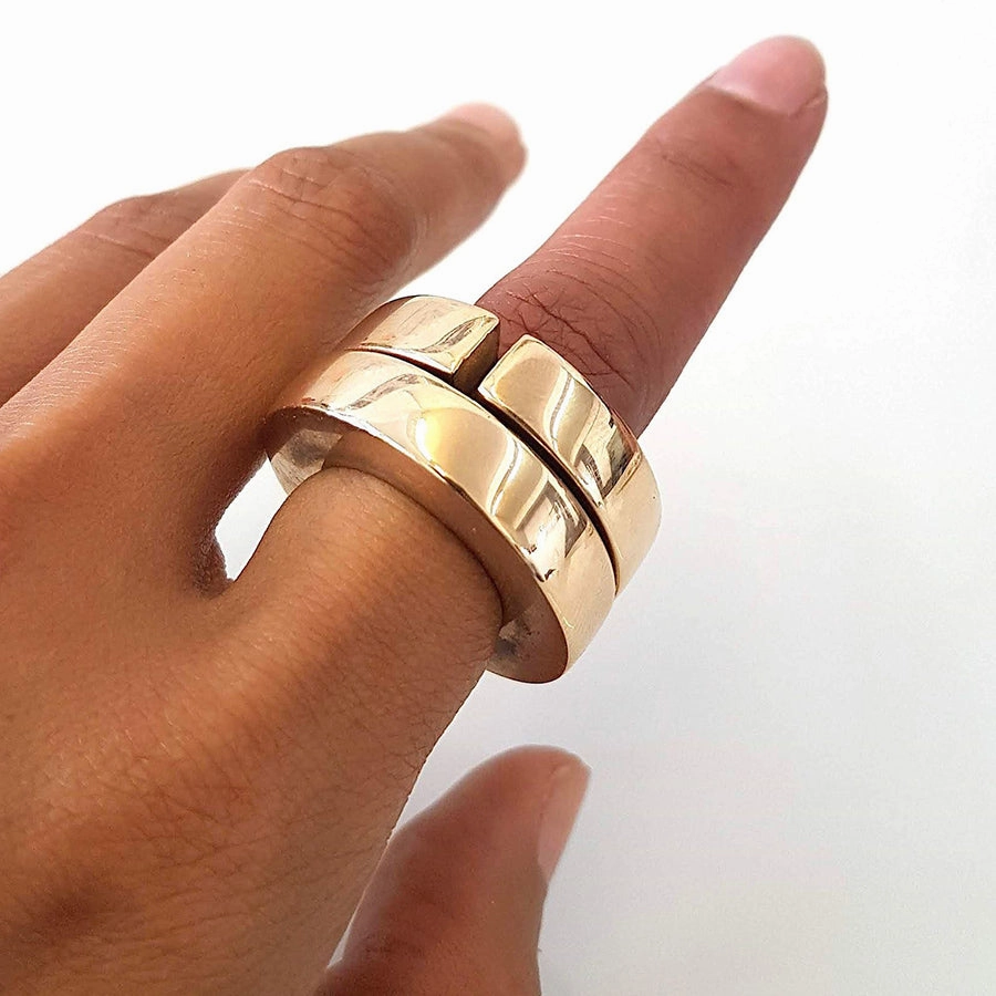 Thin Flat Bronze Split Shank Ring 7mm