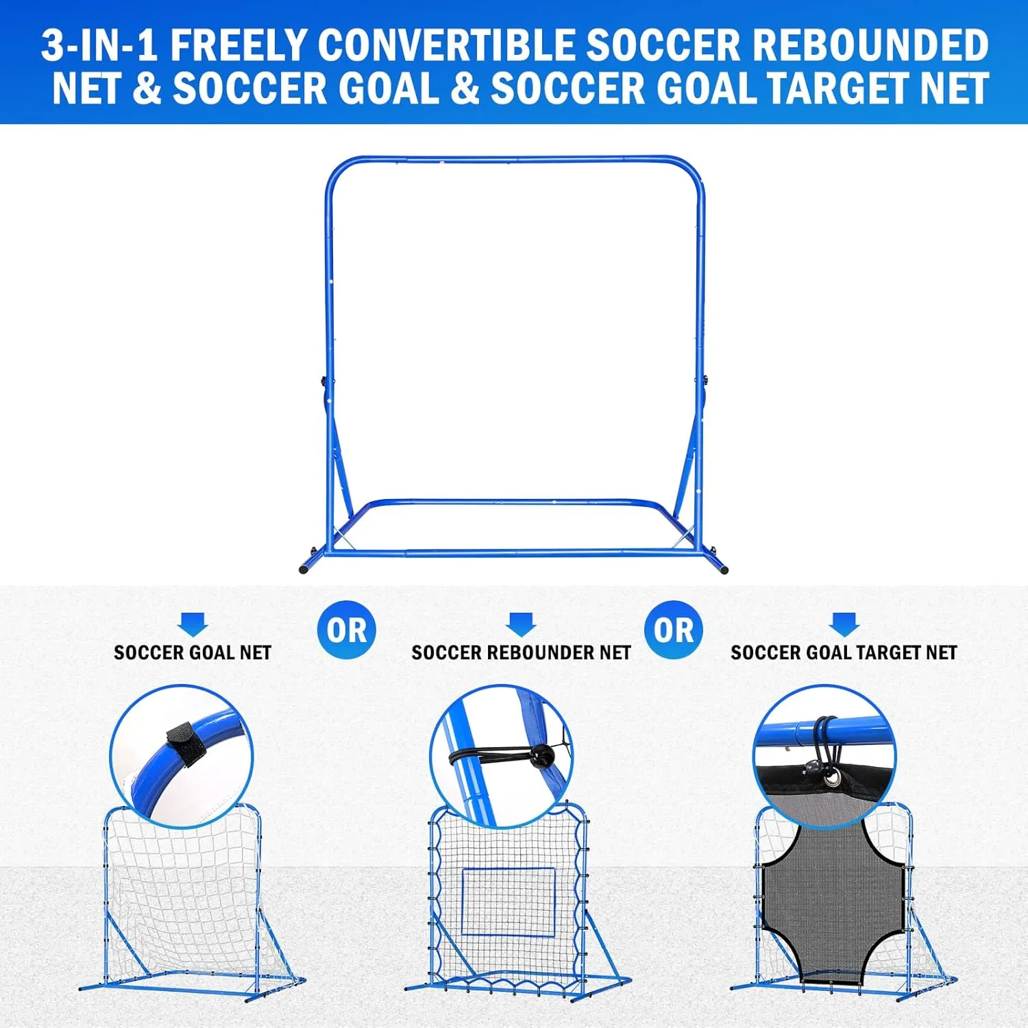 Three Mode Soccer Goal & Rebounder Net & Target Net,Four Targets for Precise Training,Tough-Built for Intense Shots,Quick-Switch Angle Soccer Training for Control/Passing Practice for Kids Teen