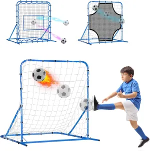 Three Mode Soccer Goal & Rebounder Net & Target Net,Four Targets for Precise Training,Tough-Built for Intense Shots,Quick-Switch Angle Soccer Training for Control/Passing Practice for Kids Teen