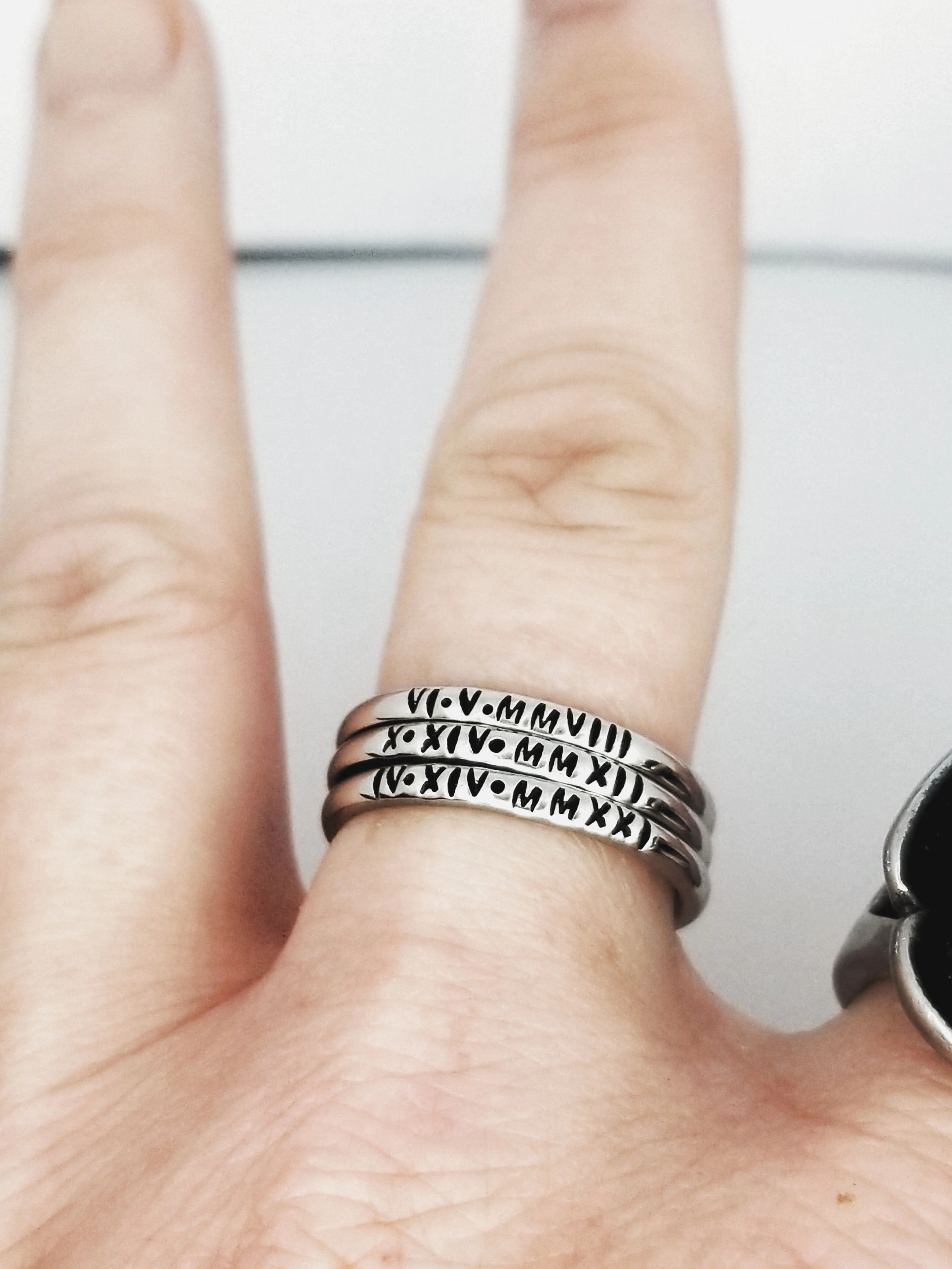 Tiny Stacking Name Rings, Custom Hand Stamped Rings, Personalized Gift, Eternity rings