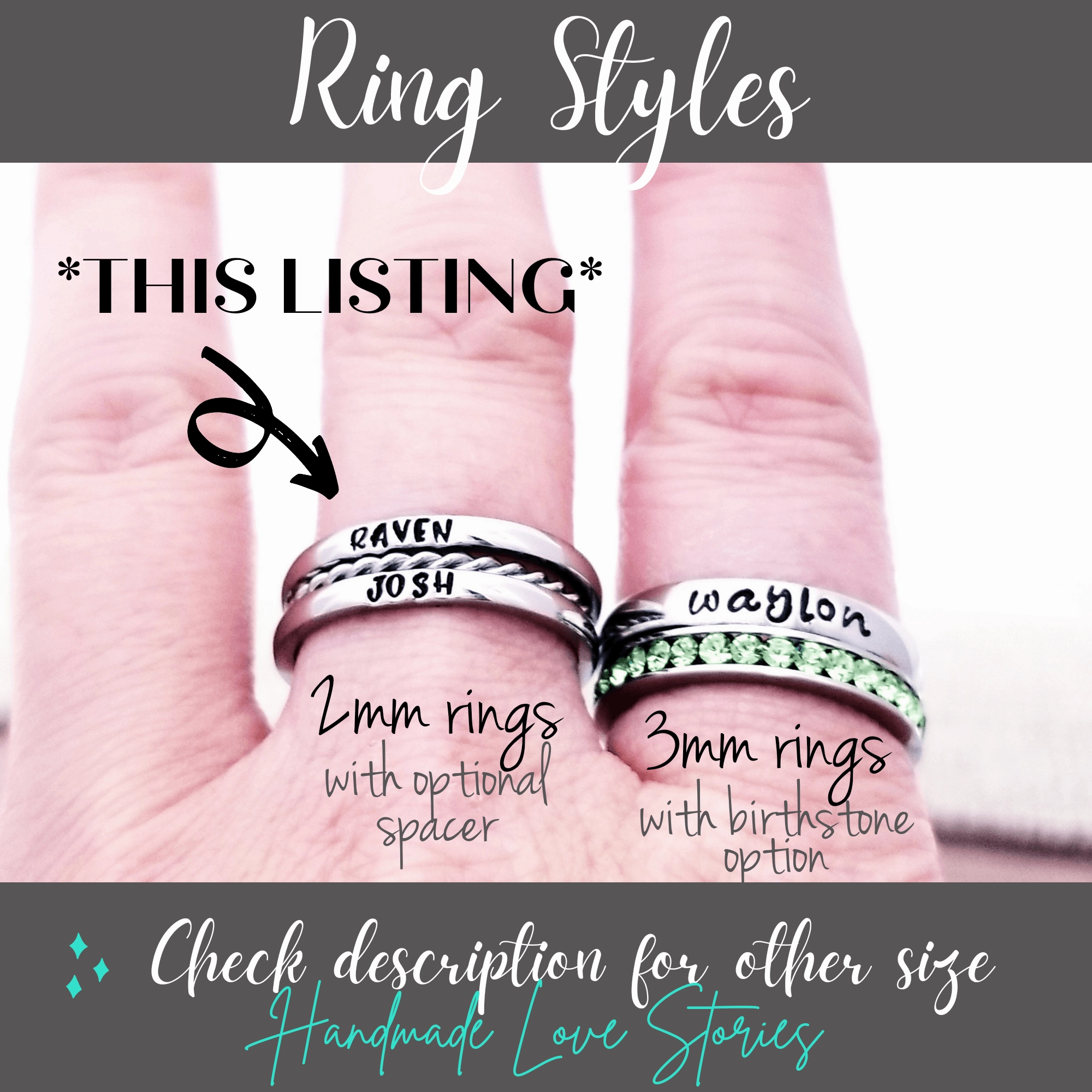 Tiny Stacking Name Rings, Custom Hand Stamped Rings, Personalized Gift, Eternity rings