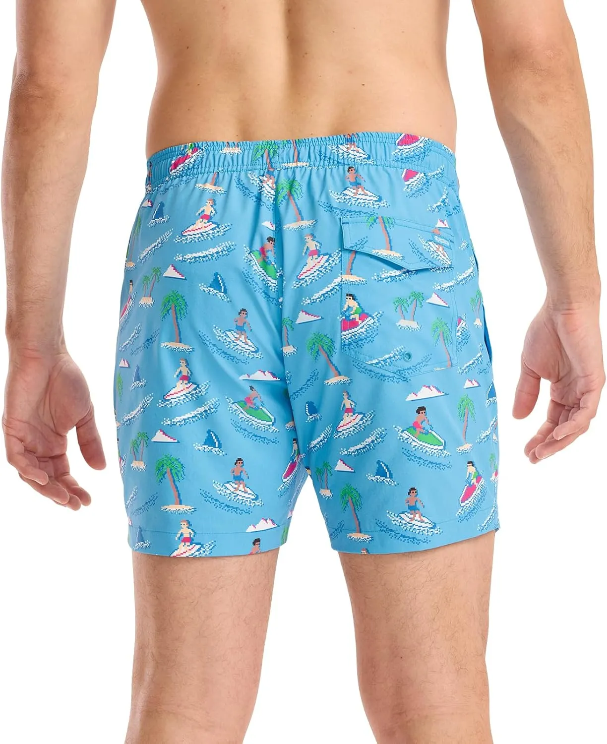 Tipsy Elves Men's Stretch Swim Trunks 7 Inch Inseam 4-Way Stretch with Mesh Liner - Quick-Dry Funny Swimwear Bathing Suit