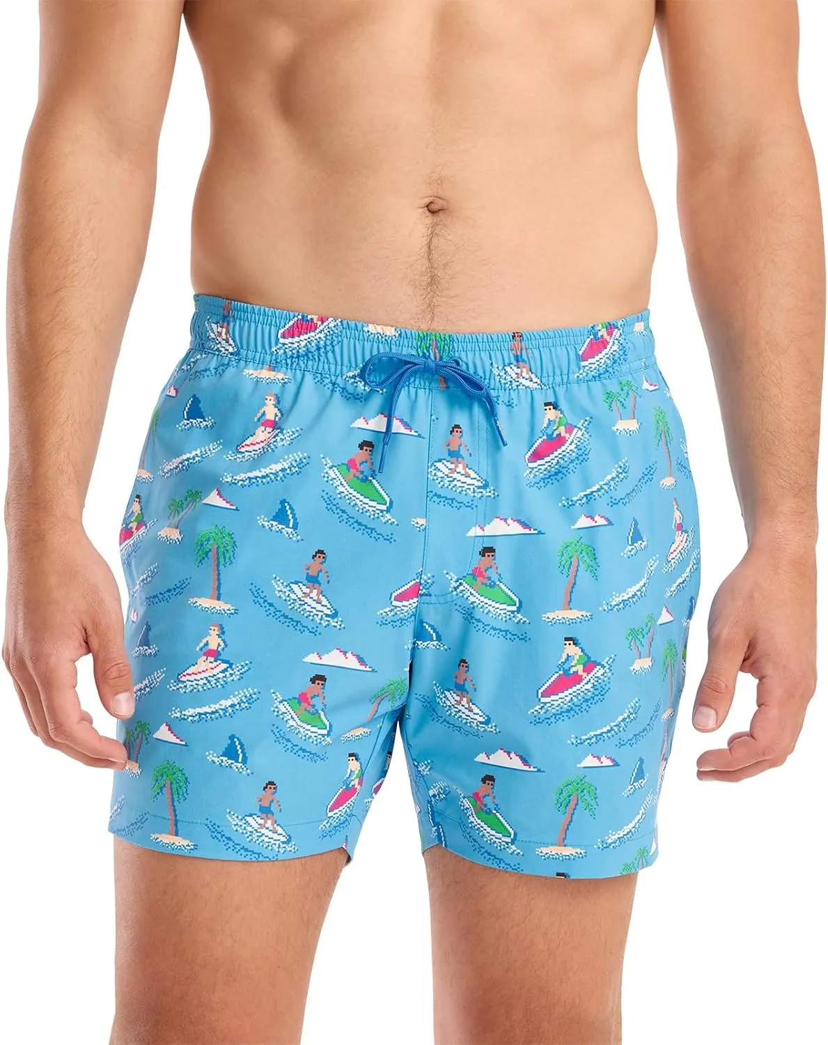 Tipsy Elves Men's Stretch Swim Trunks 7 Inch Inseam 4-Way Stretch with Mesh Liner - Quick-Dry Funny Swimwear Bathing Suit