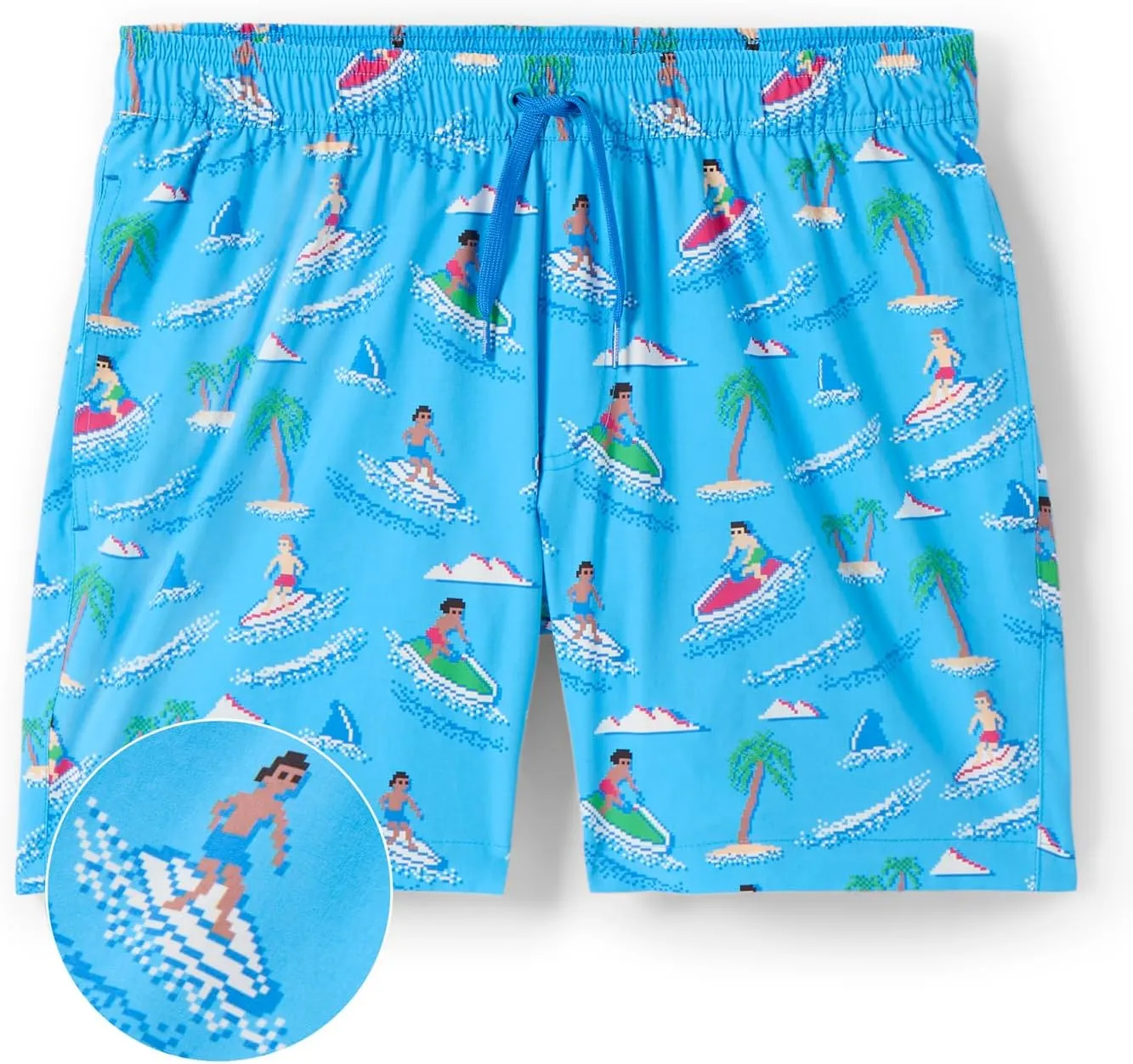 Tipsy Elves Men's Stretch Swim Trunks 7 Inch Inseam 4-Way Stretch with Mesh Liner - Quick-Dry Funny Swimwear Bathing Suit