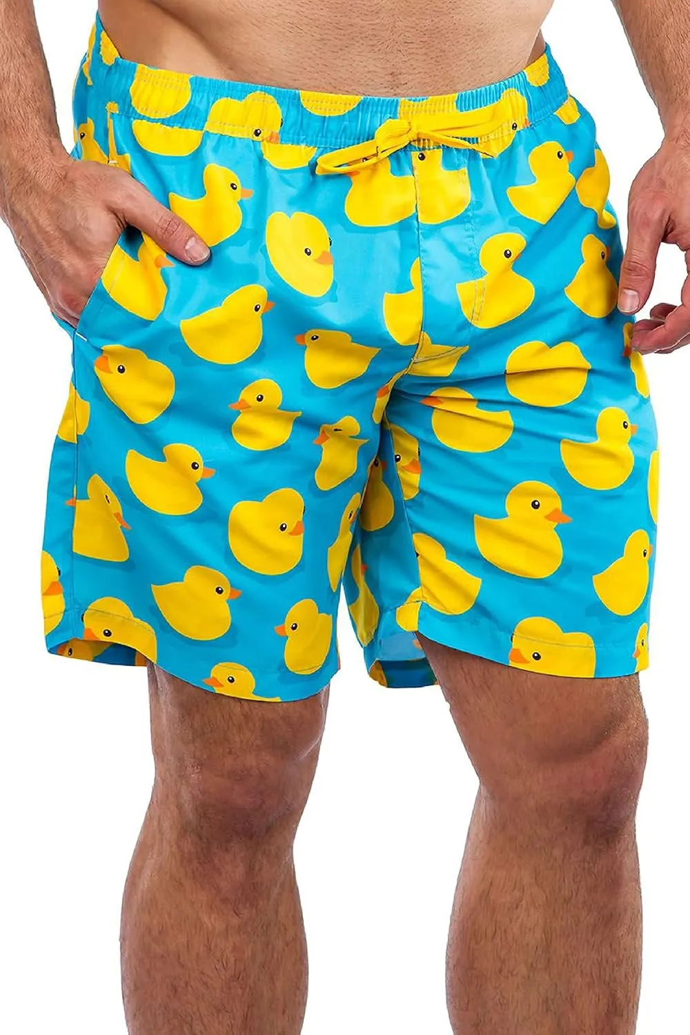 Tipsy Elves Men's Swim Trunks 7 Inch Inseam Classic Fit with Mesh Liner - Quick-Dry Funny Swimwear Bathing Suit