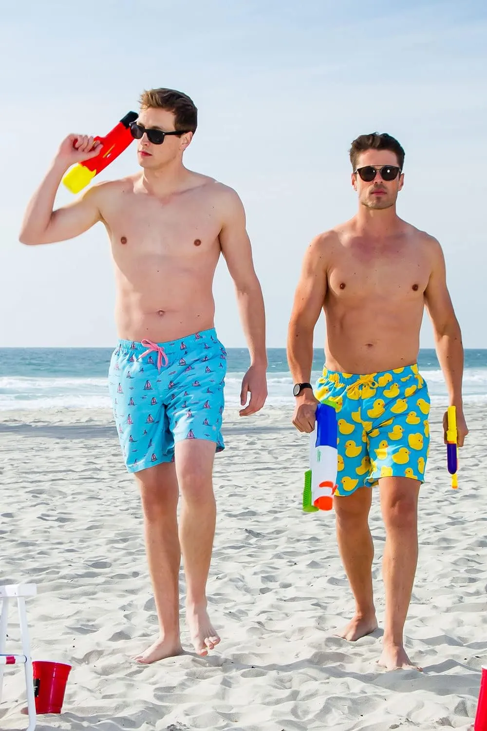 Tipsy Elves Men's Swim Trunks 7 Inch Inseam Classic Fit with Mesh Liner - Quick-Dry Funny Swimwear Bathing Suit