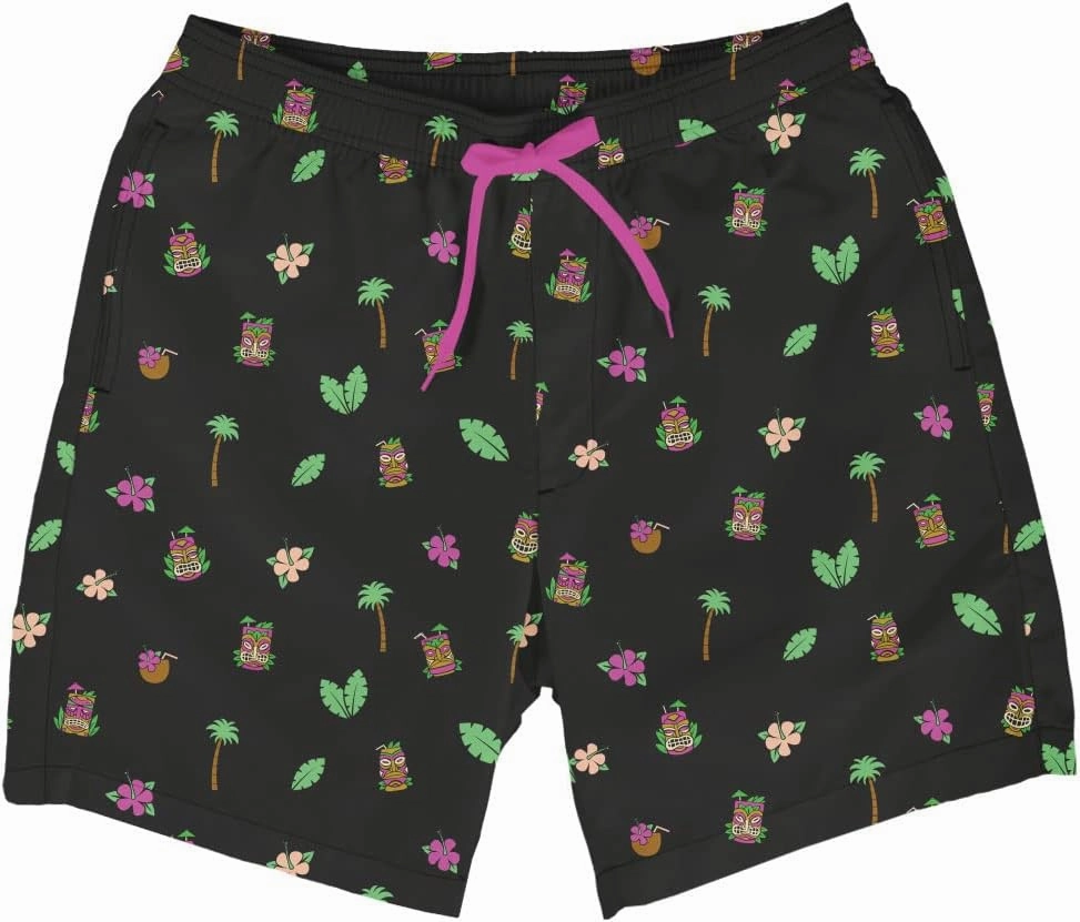 Tipsy Elves Men's Swim Trunks 7 Inch Inseam Classic Fit with Mesh Liner - Quick-Dry Funny Swimwear Bathing Suit