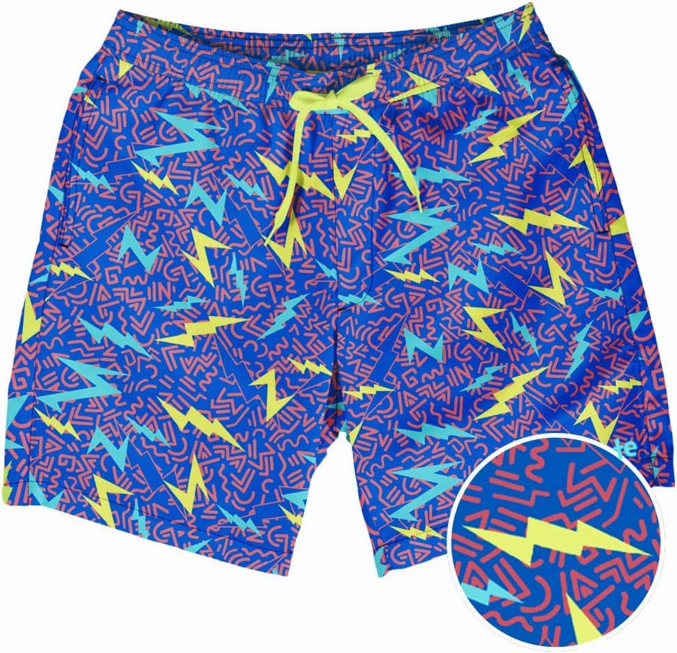 Tipsy Elves Men's Swim Trunks 7 Inch Inseam Classic Fit with Mesh Liner - Quick-Dry Funny Swimwear Bathing Suit