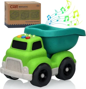 Toddler Toys Cars for 1 2 3 4 Year Old Boy, Wheat Straw Dump Truck Toys with Lights and Sounds, No BPA, Phthalates, PVC Outdoor Construction Toys for Toddlers 1-3, Xmas Birthday Easter Gifts for Kids