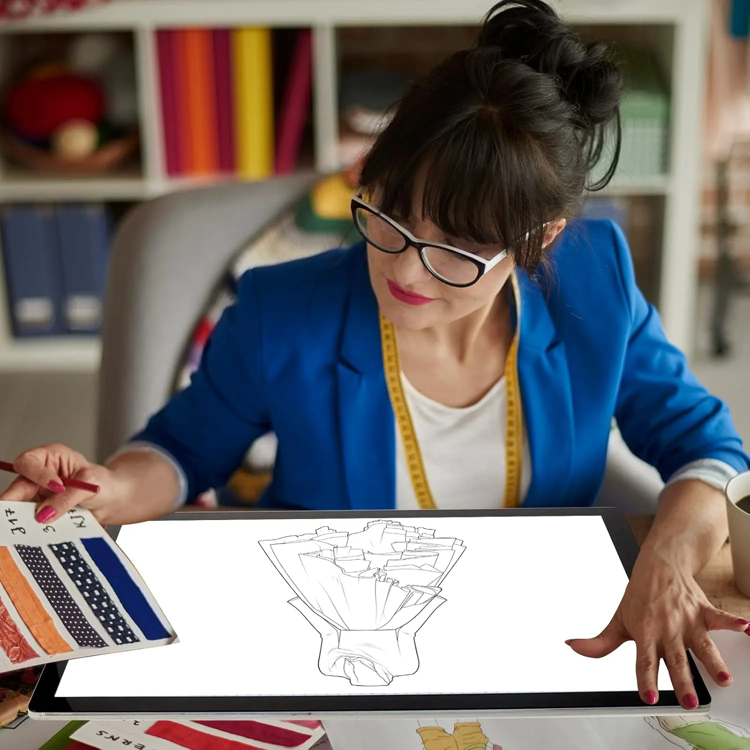 TOHETO A2 Artist Tracing Light Pad with 2 Clips, 12V2A Adapter Power Stepless Dimmable Brightness Large Artcraft Light Box Copy Board for Diamond Painting Weeding Vinyl Tattoo Drawing (23.7''x15.8'')