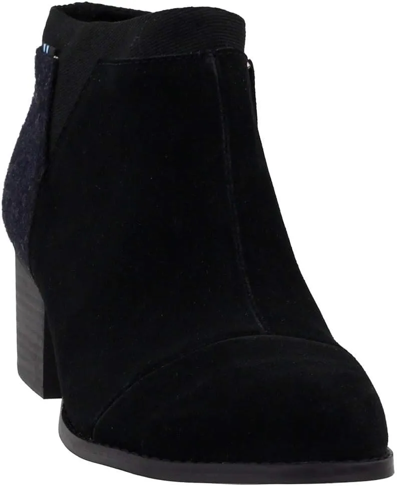 TOMS Womens Loren Casual Boots Ankle Mid Heel 2-3" - Black