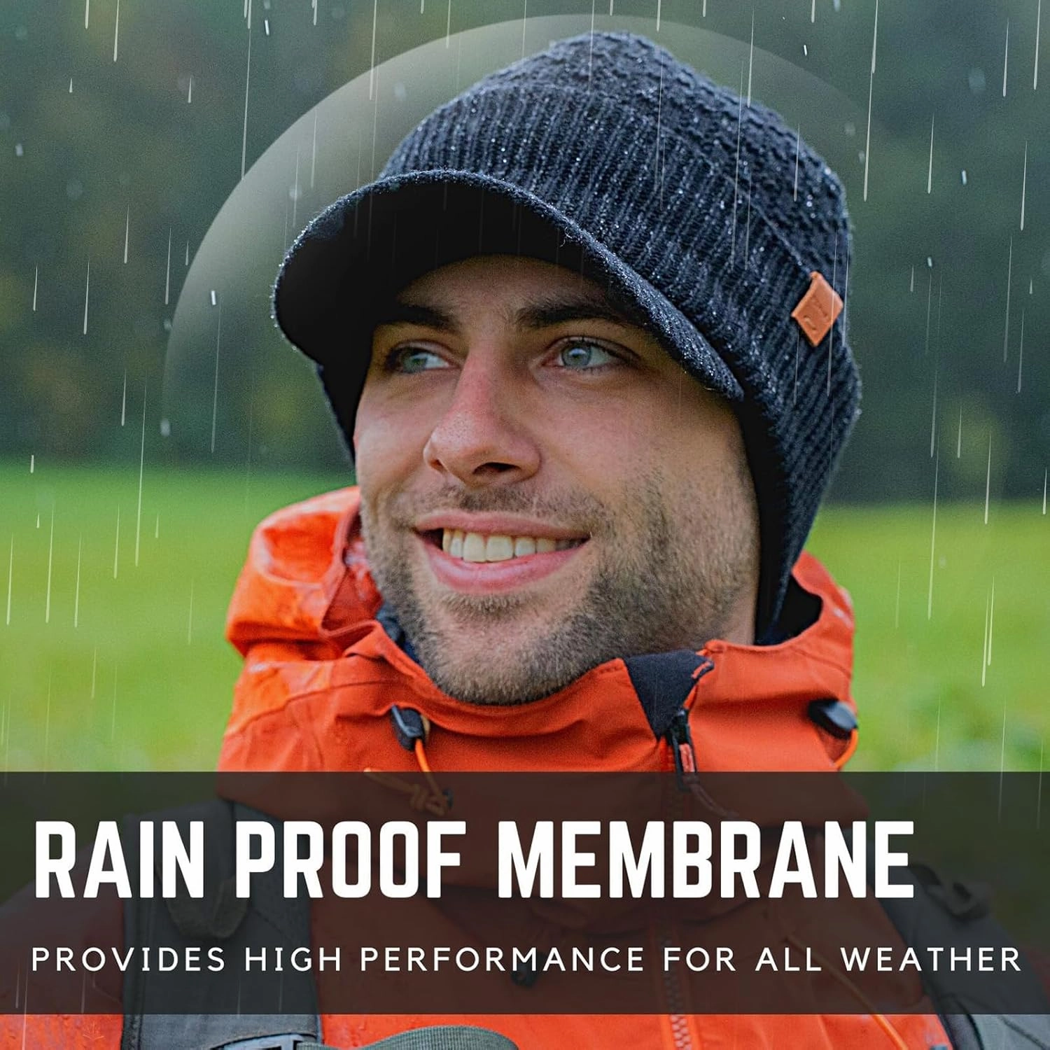 TOP-EX 50% Merino Wool Winter Hats Beanie with Brim Waterproof Warm Fleece Lined for Cold Weather