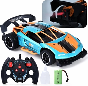 Top Race RC Drift Cars - Scale Remote Control Drift Cars with Smoking Function, Li-ion Battery - Forward/Backward/Turn Left & Right -Drift RC for Adults - Blue and Orange